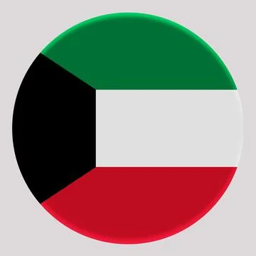 3D Flag of Kuwait on circle Illustrazione stock