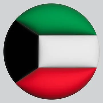 3D Flag of Kuwait on circle Stock Illustration