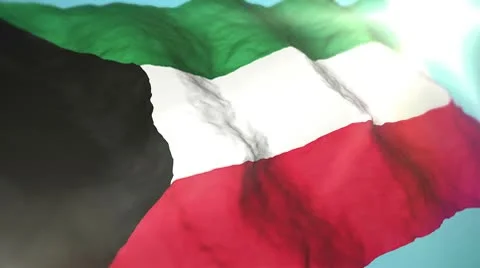 3d flag Kuwait Stock Footage 10736363