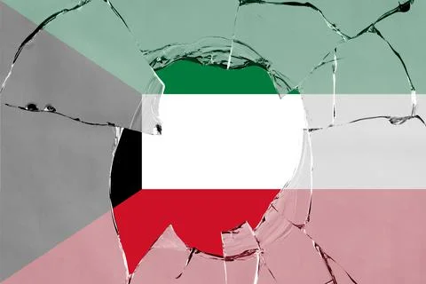 3D Flag of Kuwait on glass Illustrazione stock