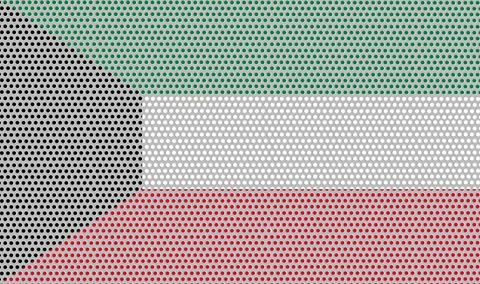 3D Flag of Kuwait on metal Stock Illustration