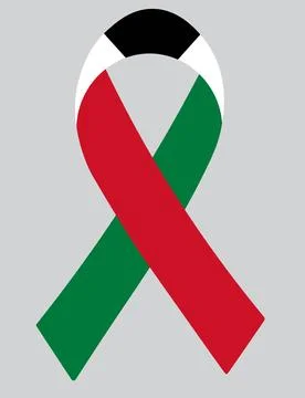 3D Flag of Kuwait on ribbon. Illustrazione stock
