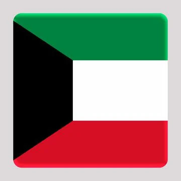 3D Flag of Kuwait on square Illustrazione stock