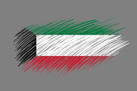 3D Flag of Kuwait on style brush Illustrazione stock