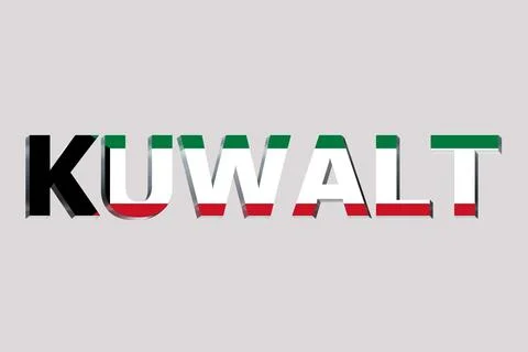 3D Flag of Kuwait on a text background. Illustrazione stock