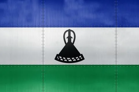 3D Flag of Lesotho on metal Stock Illustration