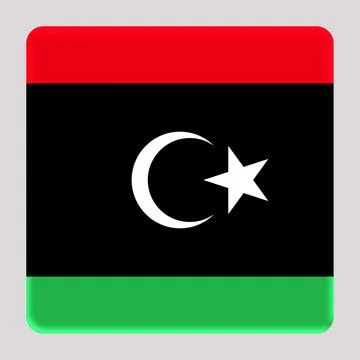 3D Flag of Libya on square Stock Illustration