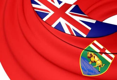 3D Flag of Manitoba, Canada. 3D Illustration. Stock Illustration