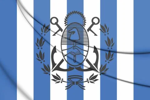 3D Flag of Mar del Plata (Buenos Aires Province), Argentina. 3D Illustration. Stock Illustration