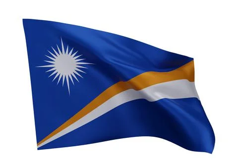 3d flag of Marshall Islands isolated against white background. 3d rendering. Stock Illustration