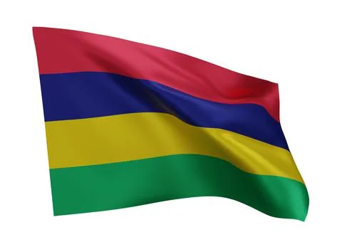 3d flag of Mauritius isolated against white background. 3d rendering. Stock Illustration