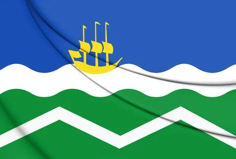 3D Flag of Midden-Delfland (South Holland province), Netherlands. Stock Illustration