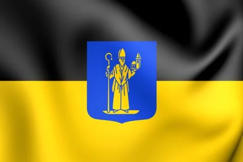 3D Flag of Mill en Sint Hubert (North Brabant), Netherlands. 3D Illustration. Stock Illustration