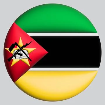 3D Flag of Mozambique on circle Stock Illustration