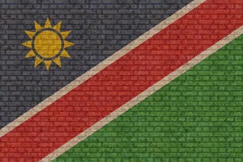 3D Flag of Namibia on brick wall Stock Illustration