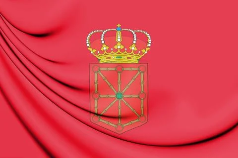 3D Flag of Navarra, Spain. 3D Illustration. Stock Illustration