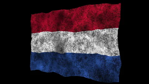 3d flag of the Netherlands consisting of round particles in motion Stock Footage 284255552