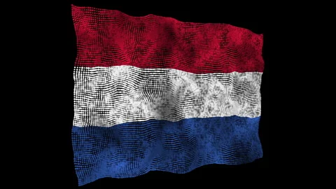 3d flag of the Netherlands consisting of round particles in motion Stock Footage 284255566