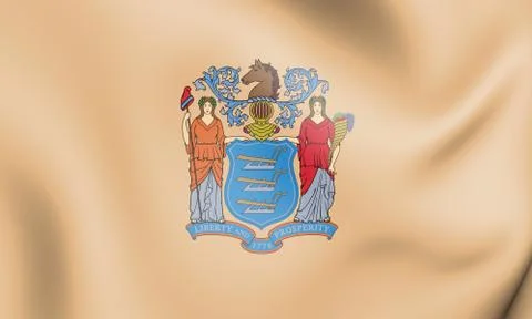 3D Flag of New Jersey state, USA. 3D Illustration. Stock Illustration