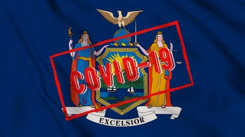 3d Flag of new york state wavingin the wind Covid-19 corona virus outbreak Stock Footage 128295451