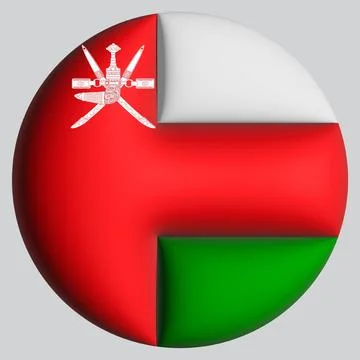3D Flag of Oman on circle Foto stock