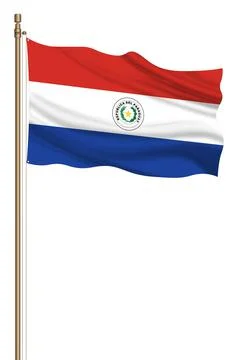 3D Flag of Paraguay on a pillar Illustrazione stock