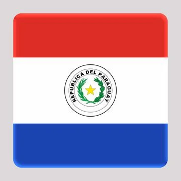 3D Flag of Paraguay on square 스톡 일러스트