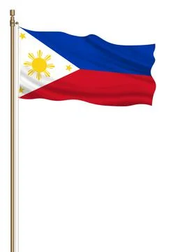 3D Flag of Philippines on a pillar Stock Illustration