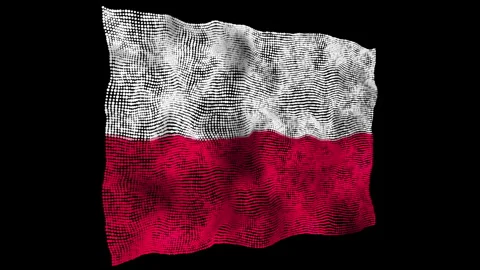 3d flag of the Poland consisting of round particles in motion Stock Footage 283695009
