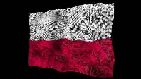 3d flag of the Poland consisting of round particles in motion Stock Footage 283695010