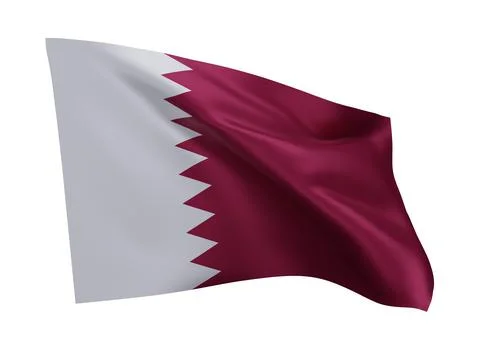 3d flag of Qatar isolated against white background. 3d rendering. Stock Illustration
