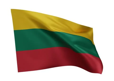 3d flag of republic of Lithuania isolated against white background. 3d render Stock Illustration