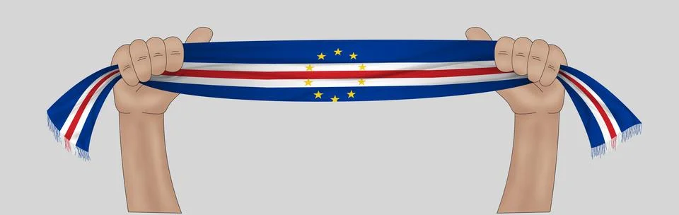 3D Flag on ribbon in hand Stock Illustration