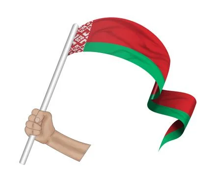3D Flag on ribbon in hand Foto stock