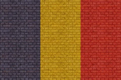3D Flag of Romania on brick wall Stock Illustration