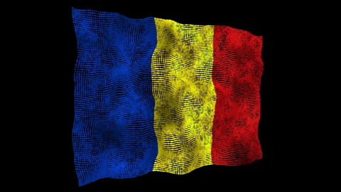 3d flag of the Romania consisting of round particles in motion Stock Footage 283794402