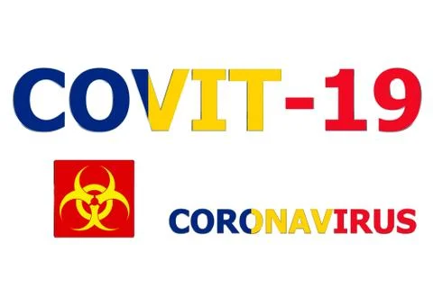 3D Flag of Romania on text Foto stock