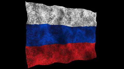 3d flag of the Russia consisting of round particles in motion Stock Footage 282710277