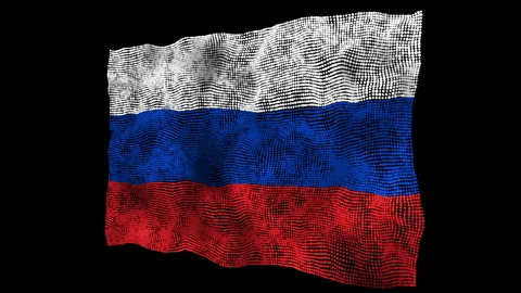 3d flag of the Russia consisting of round particles in motion Stock Footage 282710278