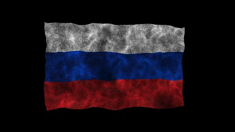 3d flag of the Russia consisting of round particles in motion Stock Footage 282710280