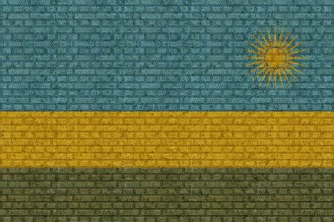 3D Flag of Rwanda on brick wall 스톡 일러스트