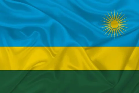 3D Flag of Rwanda on fabric 스톡 일러스트
