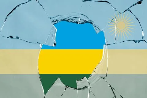 3D Flag of Rwanda on glass 스톡 일러스트