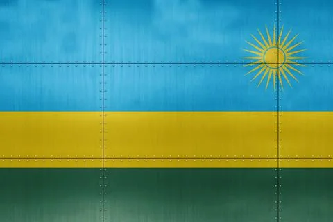 3D Flag of Rwanda on metal 스톡 일러스트