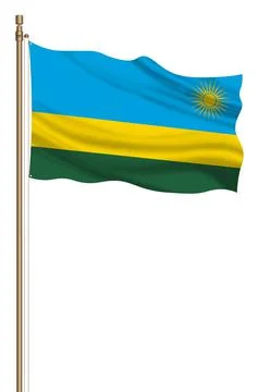 3D Flag of Rwanda on a pillar 스톡 일러스트
