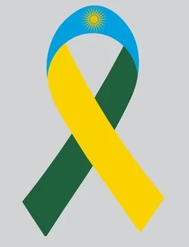 3D Flag of Rwanda on ribbon. 스톡 일러스트