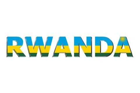 3D Flag of Rwanda on a text background. 스톡 일러스트
