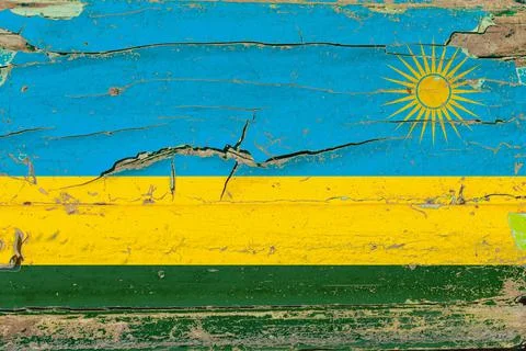 3D Flag of Rwanda on wood 스톡 일러스트