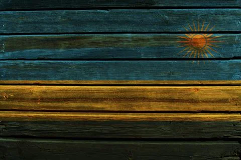3D Flag of Rwanda on wood 스톡 일러스트
