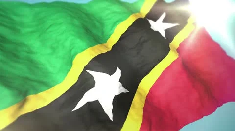 3d flag Saint Kitts and Nevis Stock Footage 10755917